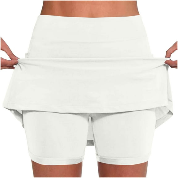 Shorts for Women Athletic Solid Color Mid-waist Skirt Pants Sports Casual Shorts Bottoming Skirt Skorts