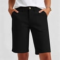 thumbnail image 1 of Shorts for Women Bermuda Knee Length Long Hiking Shorts with Pockets Elastic Waist for Summer Casual Trendy Outfits Summer Pants For Women, 1 of 7