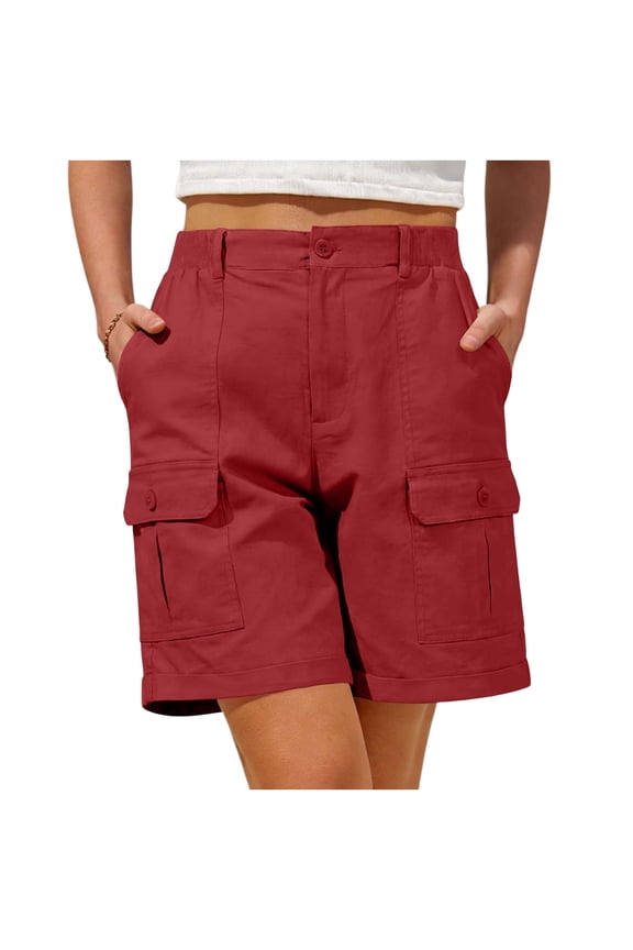 Shorts for Women Cargo Shorts Elastic Waist Quick Dry Lightweight Shorts Casual Summer Shorts with Pockets