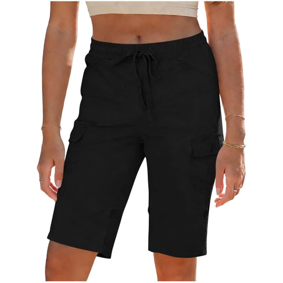 Shorts for Women,Cargo Shorts Women Summer High Waisted Bermuda Shorts Casual Trendy Hiking Outfits Knee Length Pant with Pockets