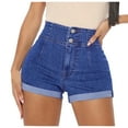 thumbnail image 1 of Shorts for Women Casual Medium Length High Waisted Washed Elastic Cuffed Straight Denim Shorts High Waisted Shorts for Women, 1 of 8