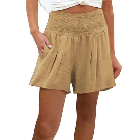 Shorts for Women Casual Summer Smocked Elastic Waist Comfy Detail Beach