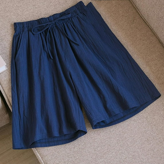 Shorts for Women No Shipping Under $10 Fashionable Printed Imitation And Linen Cropped Pants