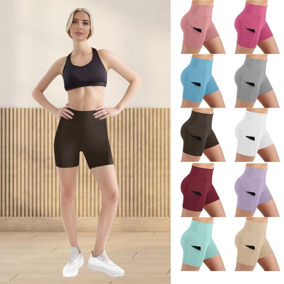 Shorts for Women Clearance, Xunlbb Lady Pocket High-waist Hip Stretch Underpants Running Fitness Yoga Shorts