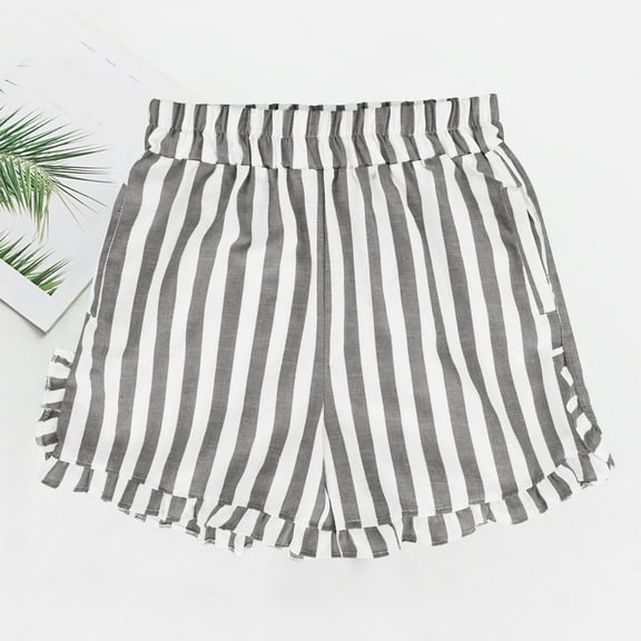 Shorts for Women Clearance, Xunlbb Women Fashionable Summer Striped Pocket Drawstring Shorts
