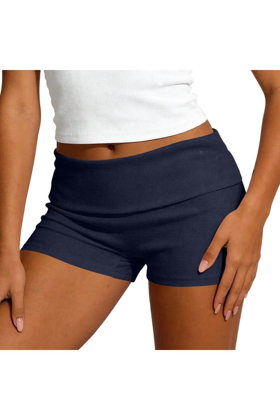 Shorts for Women Comfy Ribbed Fold over Bottoms Slim Fit Trendy Summer Outdoor Shorts