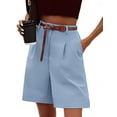 thumbnail image 1 of Shorts for Women Dressy Summer Elastic High Waisted Wide Leg Business Casual Work Shorts with Pockets Light Blue L, 1 of 4