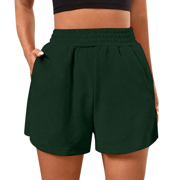 Shorts for Women Elastic High Waist Baggy Fleece Casual Athletic Running Shorts with Pockets
