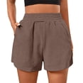 thumbnail image 1 of Shorts for Women Elastic High Waist Baggy Fleece Casual Athletic Running Shorts with Pockets, 1 of 6