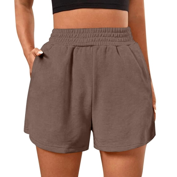 Shorts for Women Elastic High Waist Baggy Fleece Casual Athletic Running Shorts with Pockets