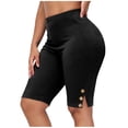 thumbnail image 1 of Shorts for Women Elastic High Waisted Slim Fitted Stretch Yoga Shorts Soft Comfy Summer Casual Split Buttons Short Leggings, 1 of 9