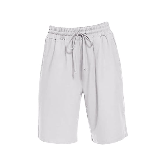 Shorts for Women Elastic Waist Drawstring Knee Length Basketball Exercise Shorts with Belt
