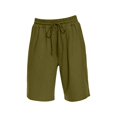thumbnail image 1 of Shorts for Women Elastic Waist Drawstring Knee Length Basketball Exercise Shorts with Belt, 1 of 4