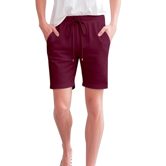 Shorts for Women Elastic Waist Drawstring Knee Length Pocket Cotton Linen Casual Summer Shorts