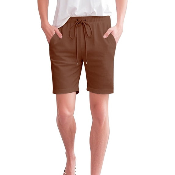 Shorts for Women Elastic Waist Drawstring Knee Length Pocket Cotton Linen Casual Summer Shorts