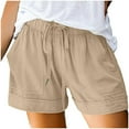 thumbnail image 1 of Shorts for Women Elastic Waist Plus Size Casual Summer Beach Drawstring With Pockets Loose Cute Vacation Trendy Clothes Workout Shorts, 1 of 7