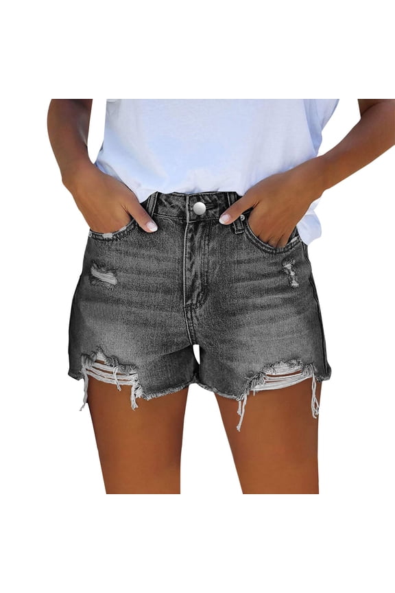 Shorts for Women High Waist Cut Off Distressed Ripped Pocket Stretchy Denim Jort Shorts