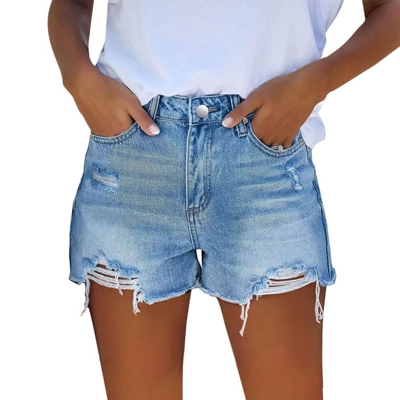 Shorts for Women High Waist Cut Off Distressed Ripped Pocket Stretchy Denim Jort Shorts
