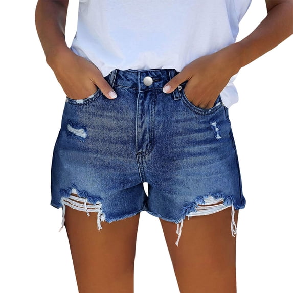 Shorts for Women High Waist Cut Off Distressed Ripped Pocket Stretchy Denim Jort Shorts