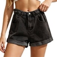 thumbnail image 1 of Shorts for Women High Waist Denim Shorts Loose Relaxed Fit Wide Leg A Shaped Hot Pants, 1 of 6