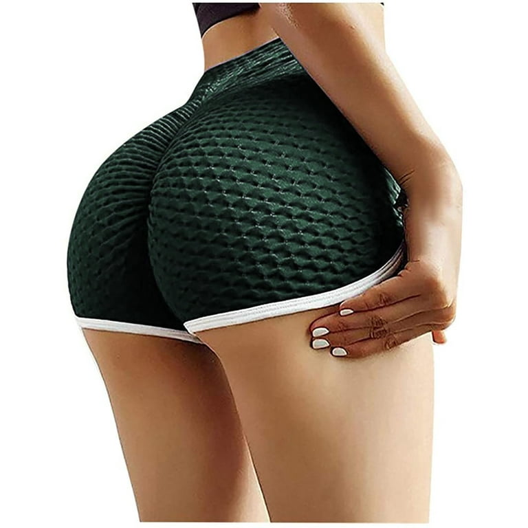 Shorts for Women, High Waisted Plus Size Workout Ruched Biker Yoga Gym Pants  Butt Anti Cellulite Compression Tights Black 