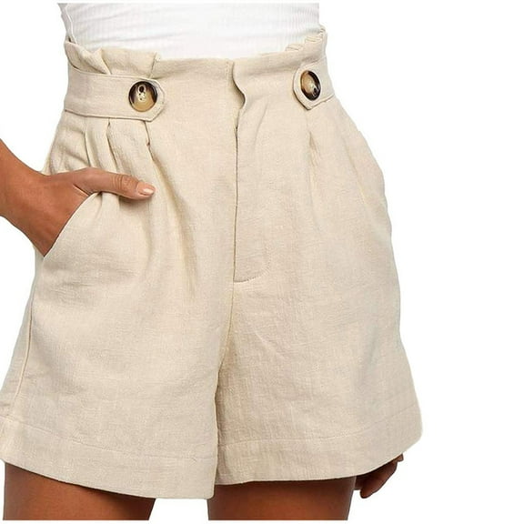 Shorts for Women High Waisted Summer Buttons Baggy Breathable Lightweight Skin-Friendly Work Lounge Shorts With Pockets