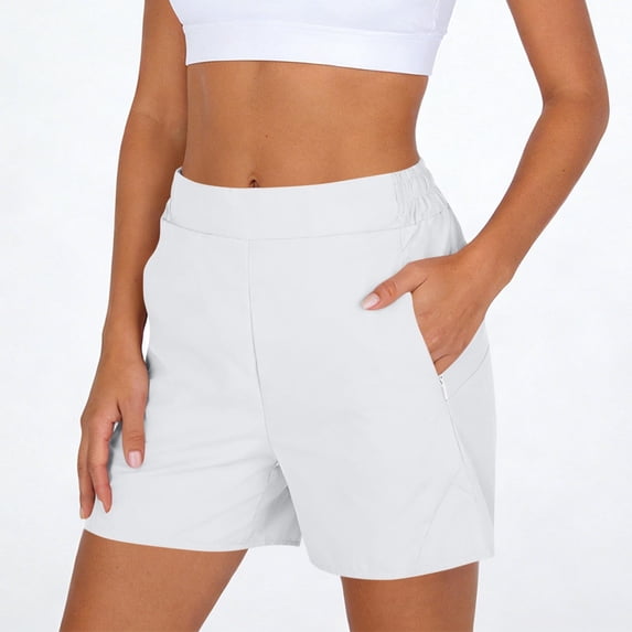 Shorts for Women JIANLAI Trendy Summer Elastic Waist Casual Cotton Shorts Spring Fashion 2026 (S-2XL) White