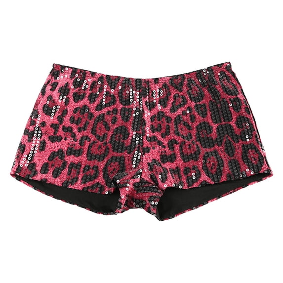 Shorts for Women Leopard Print Sequin High Waist Tight Sexy Shorts Womens Shorts Casual