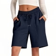 thumbnail image 1 of Shorts for Women Lightweight Breathable Comtable Loose Cotton Casual Pants Drawstring Sports Pants Women Shorts Navy M, 1 of 8