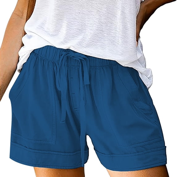 Shorts for Women Linen Shorts Plus Size High Waisted Loose Fit Drawstring Short Pants With Pockets Womens Shorts Casual