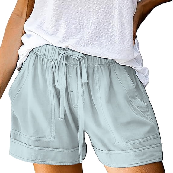 Shorts for Women Linen Shorts Plus Size High Waisted Loose Fit Drawstring Short Pants With Pockets Womens Shorts Casual