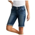 thumbnail image 1 of Shorts for Women Mid Waisted Stretchy Regular Fit Jean Shorts Casual Denim Shorts, 1 of 7