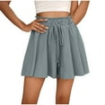 thumbnail image 1 of Shorts for Women Plus Size New Womens Flowy Casual Shorts Boho Ruffle Skorts High Waist Wide Leg Loose Beach Vacation Cute Shorts New Gray M, 1 of 8