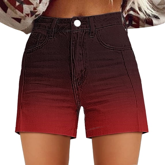 Shorts for Women Relaxed Fit Floral Printed High Waist Denim Casual Shorts with Pockets