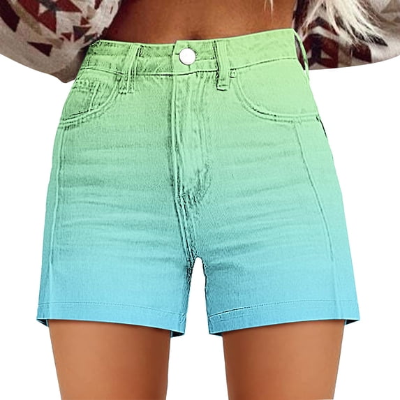Shorts for Women Relaxed Fit Floral Printed High Waist Denim Casual Shorts with Pockets