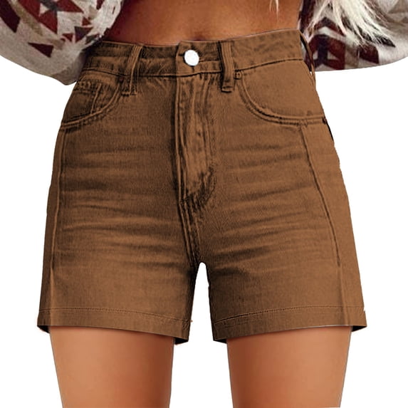 Shorts for Women Relaxed Fit Floral Printed High Waist Denim Casual Shorts with Pockets