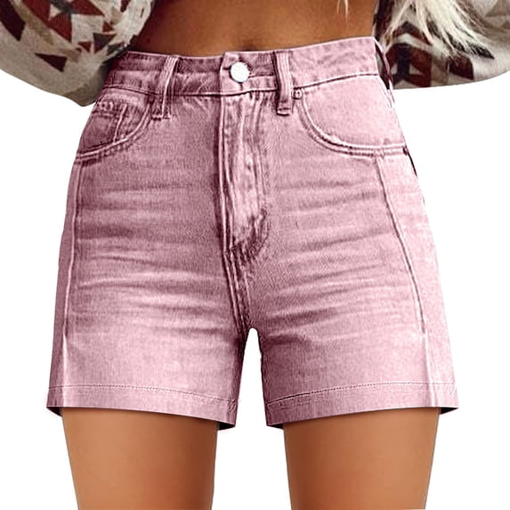 Shorts for Women Relaxed Fit Floral Printed High Waist Denim Casual Shorts with Pockets