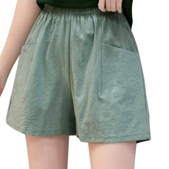 Shorts for Women,Ruffle Shorts,Plus Size Comfy Drawstring Elastic Waist Pocket Loose Shorts for Women High Waisted Casual ,Mint Green - S