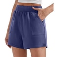 thumbnail image 1 of Shorts for Women Running Swim Athletic Elastic Waist Cotton Linen Sports Shorts With Real Pockets, 1 of 4