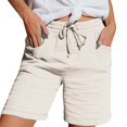 thumbnail image 1 of Shorts for Women Running Swim Athletic Elastic Waist Striped Loose Cotton Linen Shorts, 1 of 7