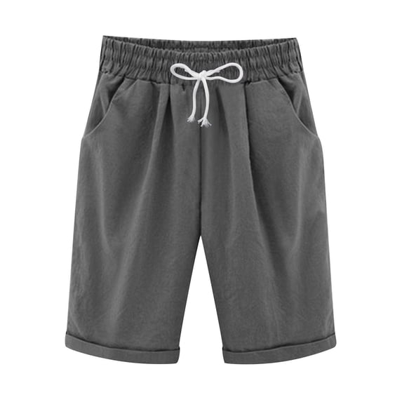 Shorts for Women Running Swim Athletic Knee Length Plus Size Elastic Waist Long Beach Shorts With Pockets