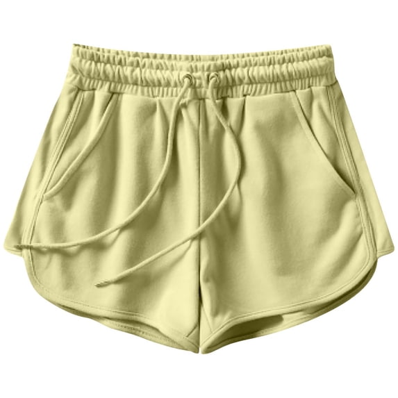 Shorts for Women Running Swim Athletic Loose Fit Elastic Waist Knee Length Cotton Linen Beach Shorts With Pockets
