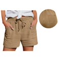 thumbnail image 1 of Shorts for Women Running Swim Athletic Solid Color Wrinkle Cloth High Waist Pocket Shorts, 1 of 7