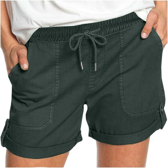 Shorts for Women, Shorts Casual,Women'S Fashion Solid Color Casual Wide Leg Loose High Waist Lace-Up Shorts,High Waist Shorts