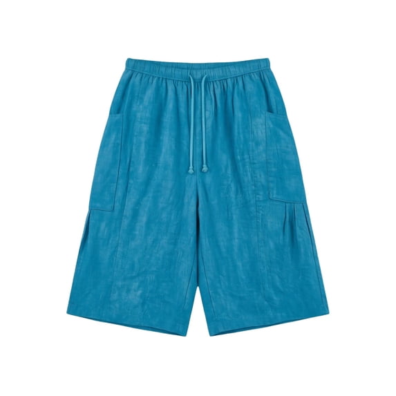 Shorts for Women Solid Daily Side Pocket Drawstring Elastic Waist 5 Inch Casual Womens Shorts Blue L