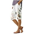 thumbnail image 1 of Shorts for Women Striped Printed Stretch High Waist Knee Loose Beach Casual Shorts with Pockets, 1 of 6