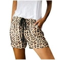 thumbnail image 1 of Shorts for Women Summer Casual Elastic High Waisted Comfy Leopard Drawstring Elastic Waist Pants Beach Vacation Trendy 2025 with Pockets S-5XL, 1 of 4