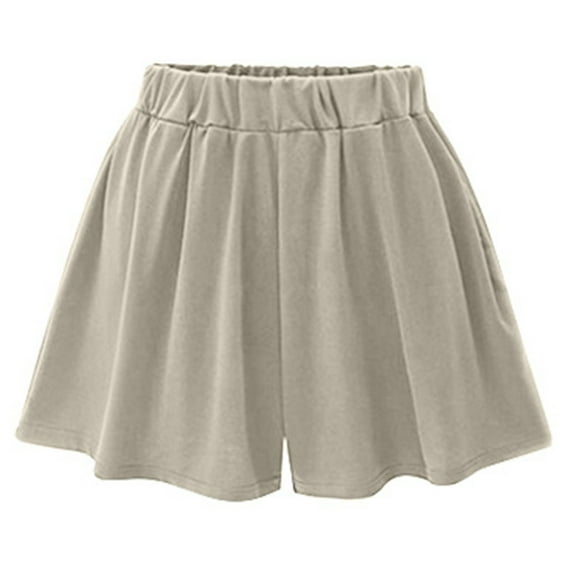 Shorts for Women Summer Casual Elastic High Waisted Plus Size Wide Leg Classic Solid Color Culottes Flowy Shorts M-4XL