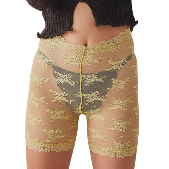 Shorts for Women Summer Casual Elastic Lace Girl Sexy Rose Hollowed Lace Loose High Waisted Short S-XL