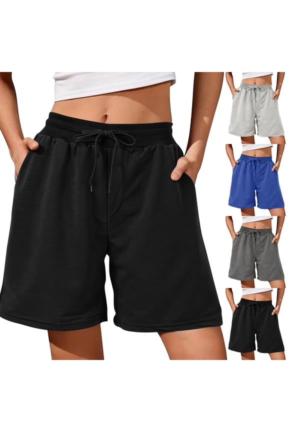 Shorts for Women Summer Casual High Waist Drawstring Comfy Dressy Lounge 2026 Beach Vacation Shorts with Pockets Dark Gray M
